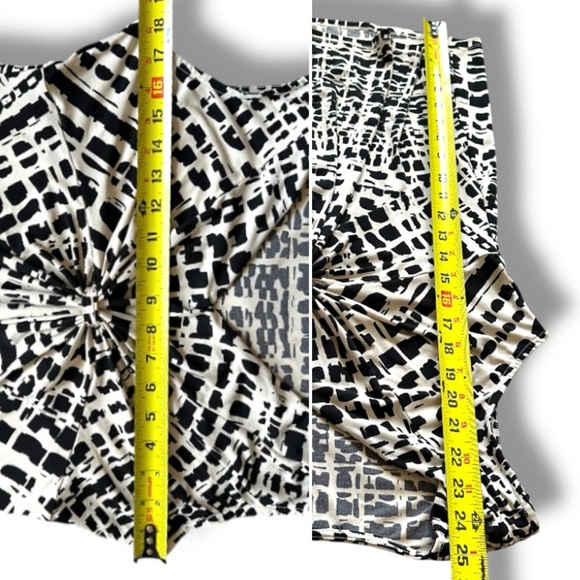 Daisy Fuentes Black Beige Pattern Twist Front Sleeveless Top Women's Size Large - Picture 16 of 16